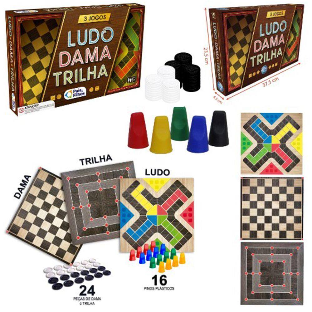 Jogos Clássicos Ludo/Damas/Trilha Brinquedos Toya