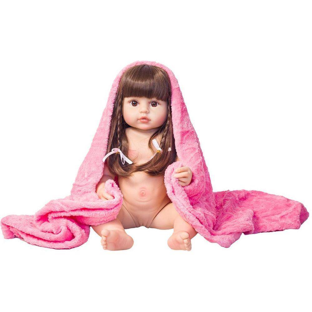 Bebê Reborn Boneca Brastoy De Silicone Rosa Presente para Crianças