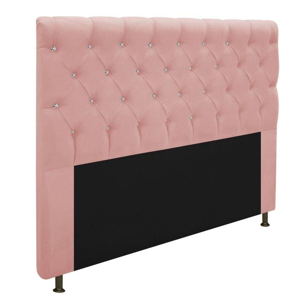 Cabeceira Estofada Cristal 195cm King Size Rosê