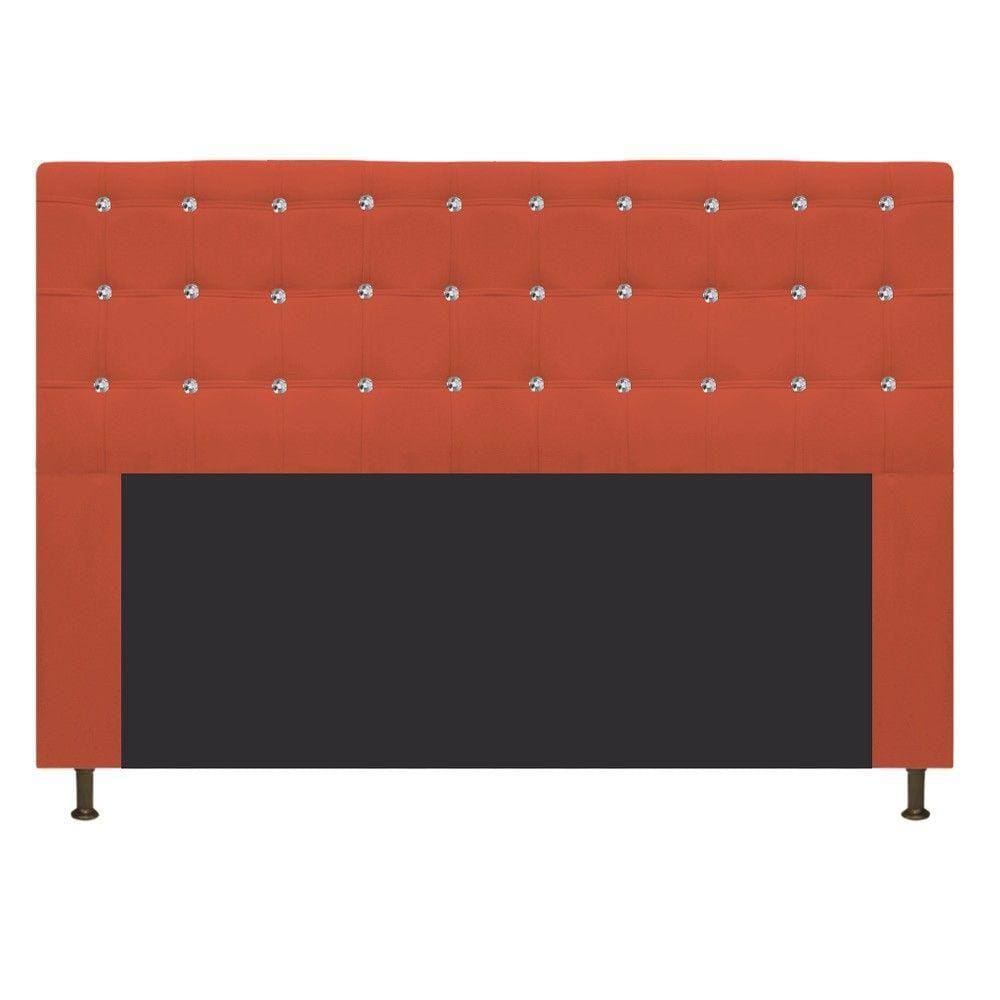 Cabeceira Estofada Dama 140 Cm Casal com Strass Terracota