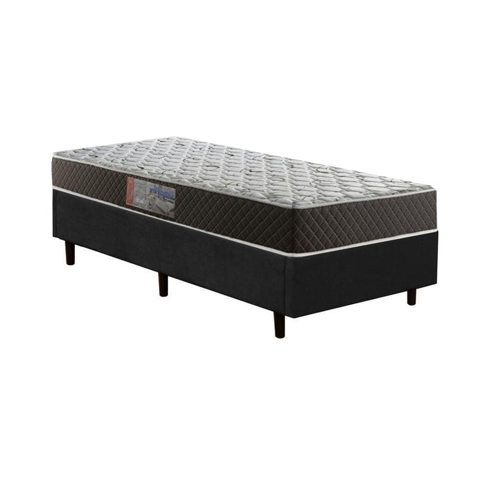 Cama Box Solteiro Colchão Mola Bonnel Acolchões + Box Suede 64x88x188