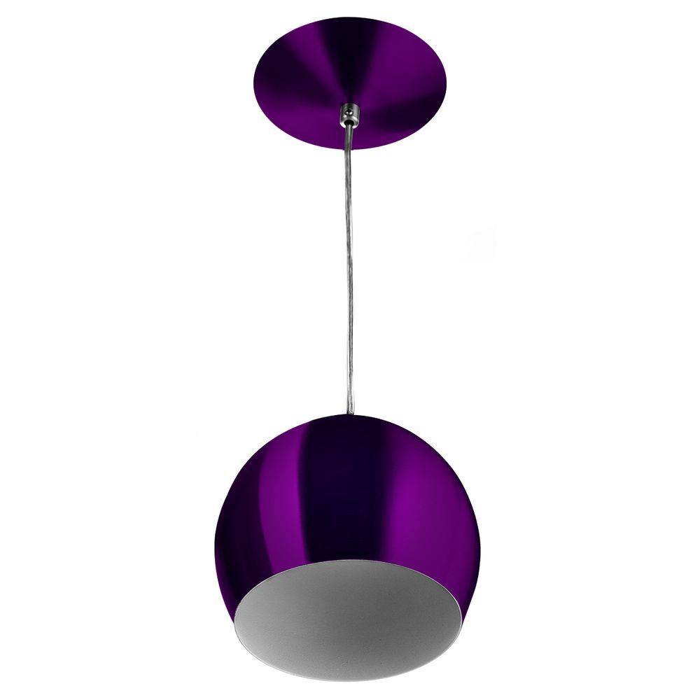 Lustre Pendente Bola Pequena Alumínio 15cm Roxo Metalico