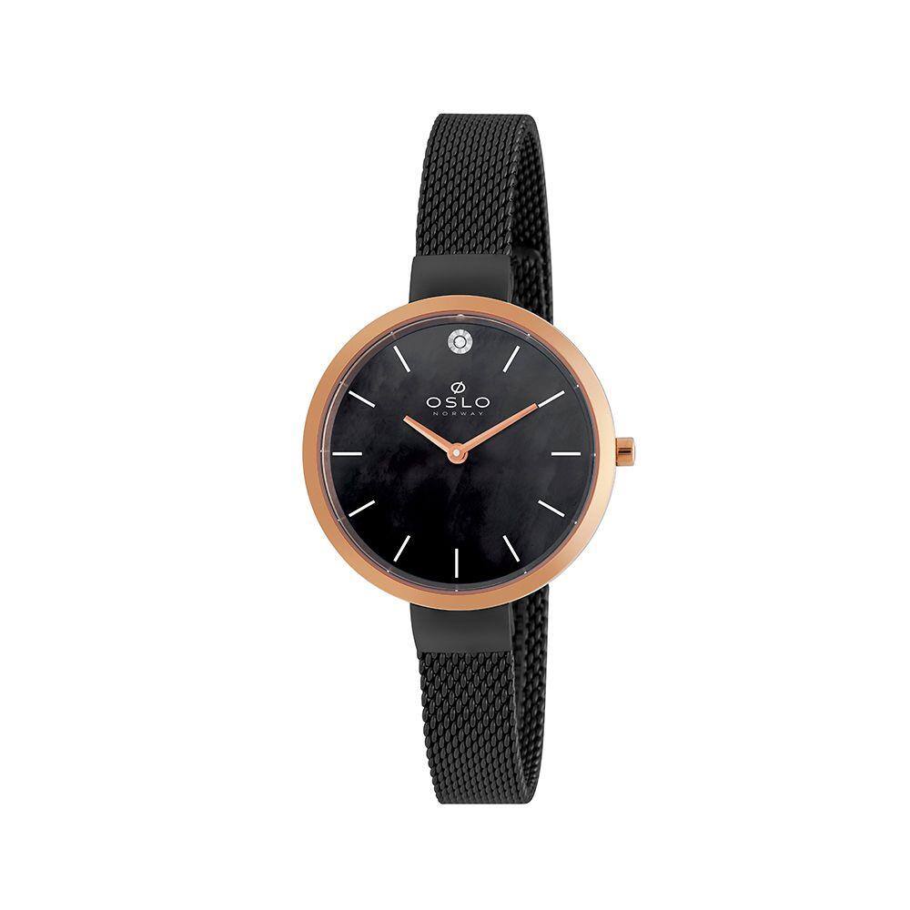 Relógio Oslo Feminino Slim OFTSSS9T0026 P1PX Pulseira Mesh Preta