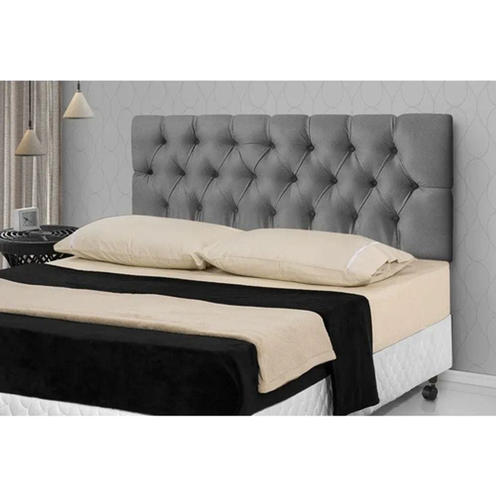 Cabeceira Para Cama Casal Estofada 1.40m Cinza - Rede Móveis