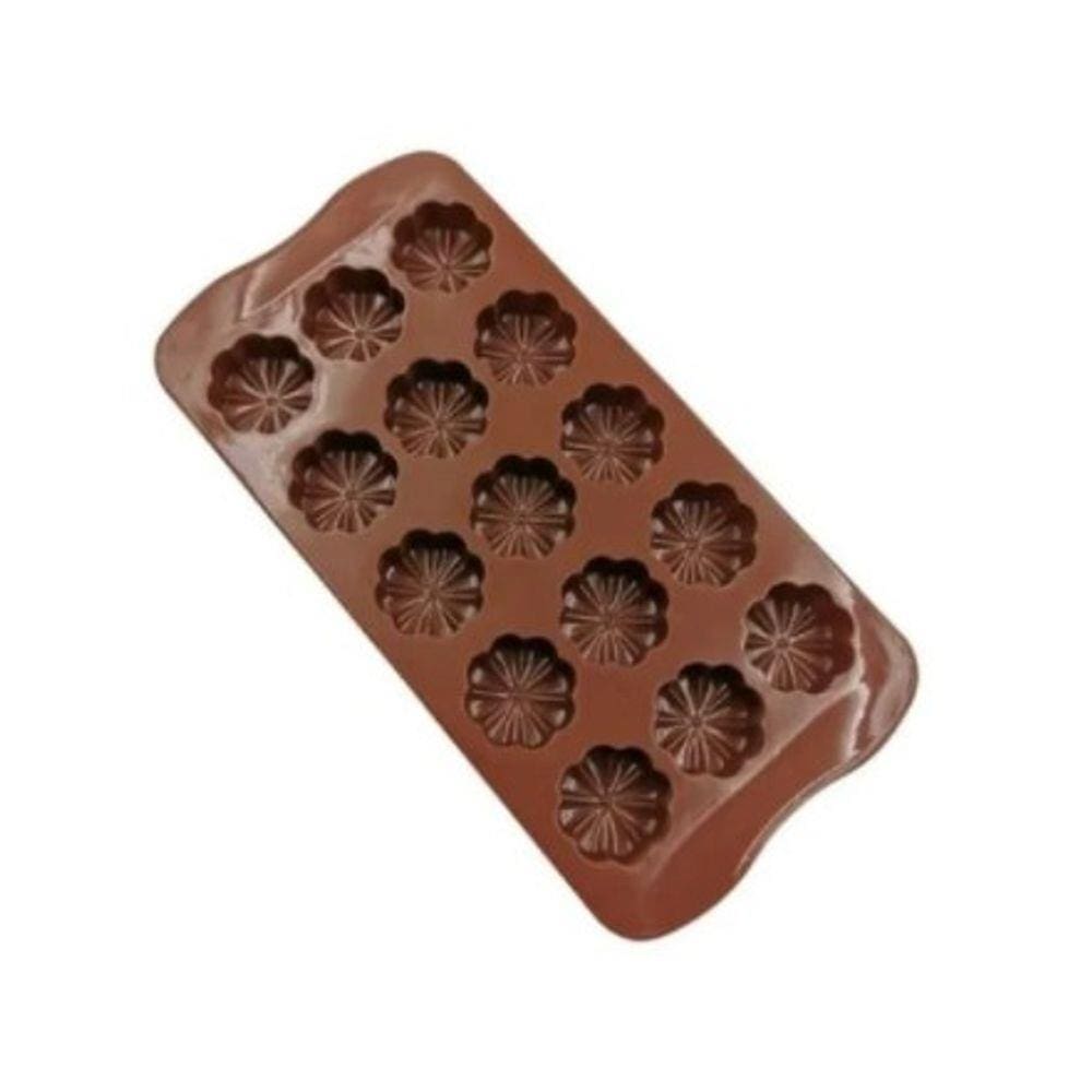 Forma Chocolate Antiaderente Em Silicone Flores 15 Cavidades