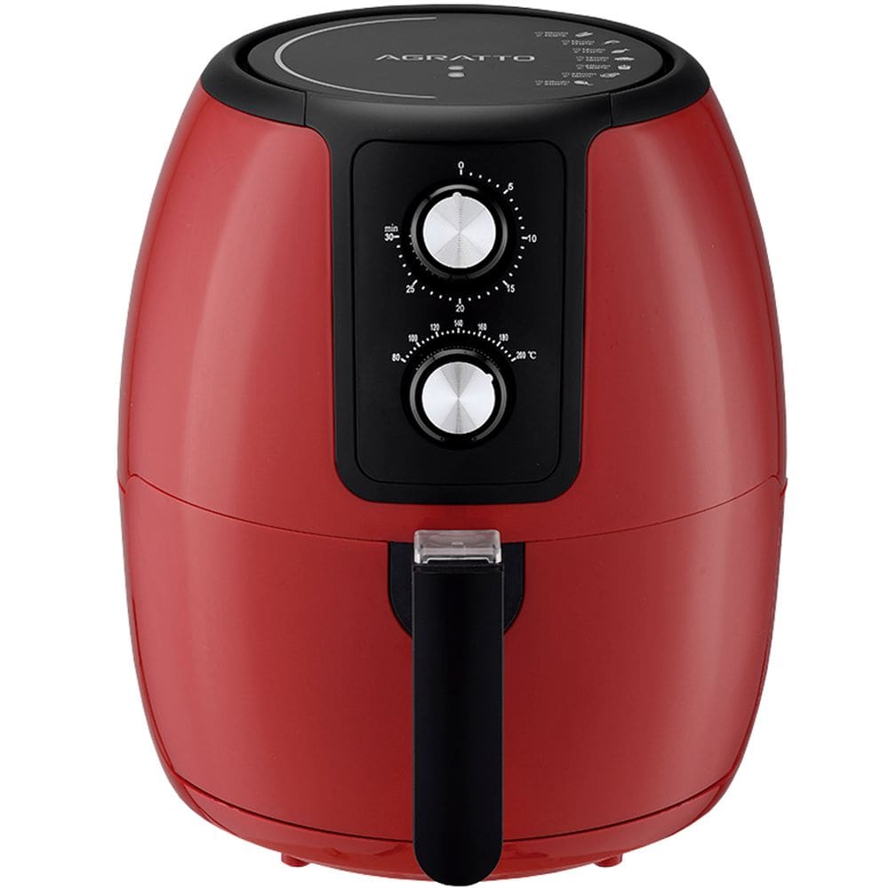 Fritadeira AirFryer Elétrica Sem Óleo Panela 3,6 Litros 1400W Timer Vermelha Agratto Supremma Fesv
