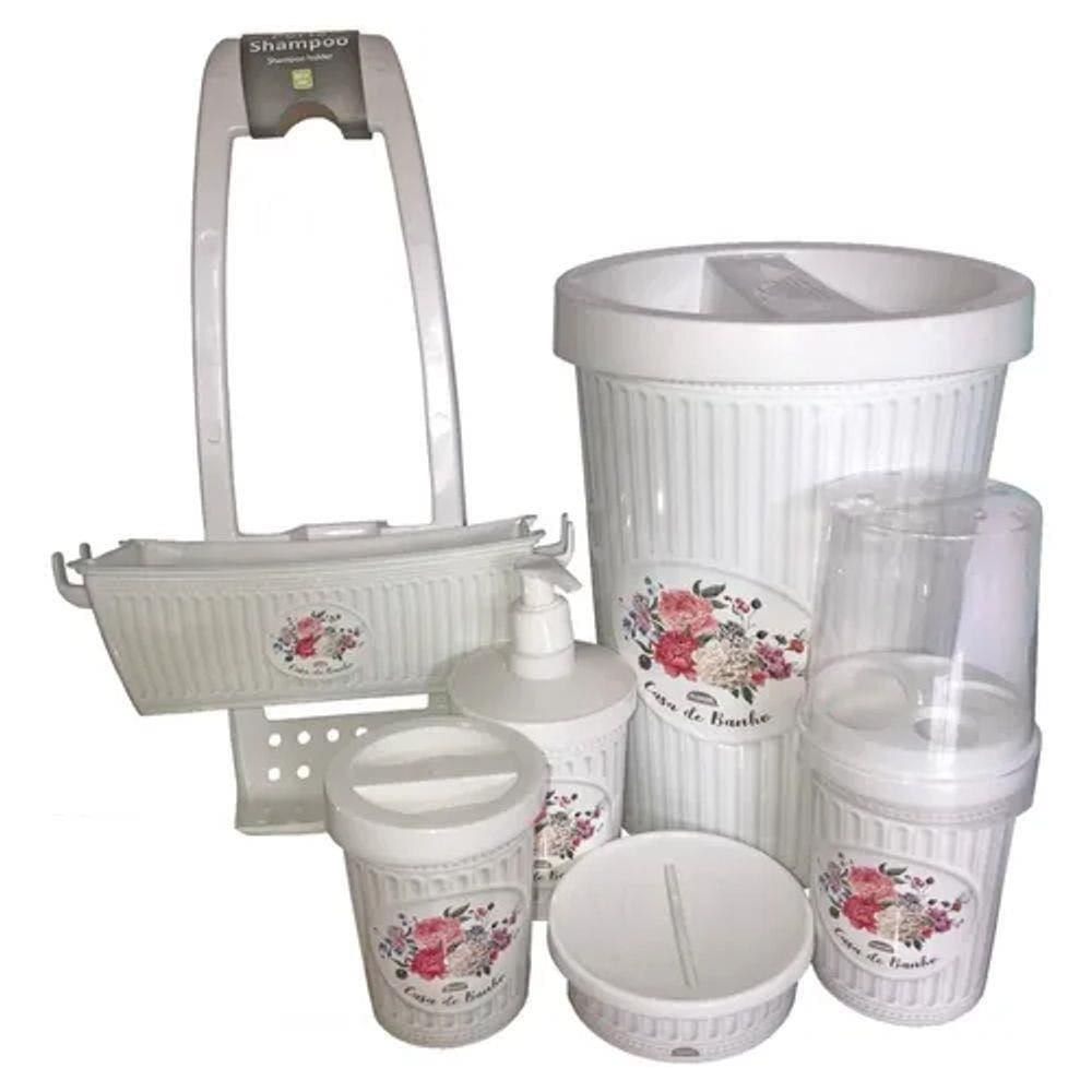 Kit Utensilios de Banheiro Plasutil Provençal 6 peças