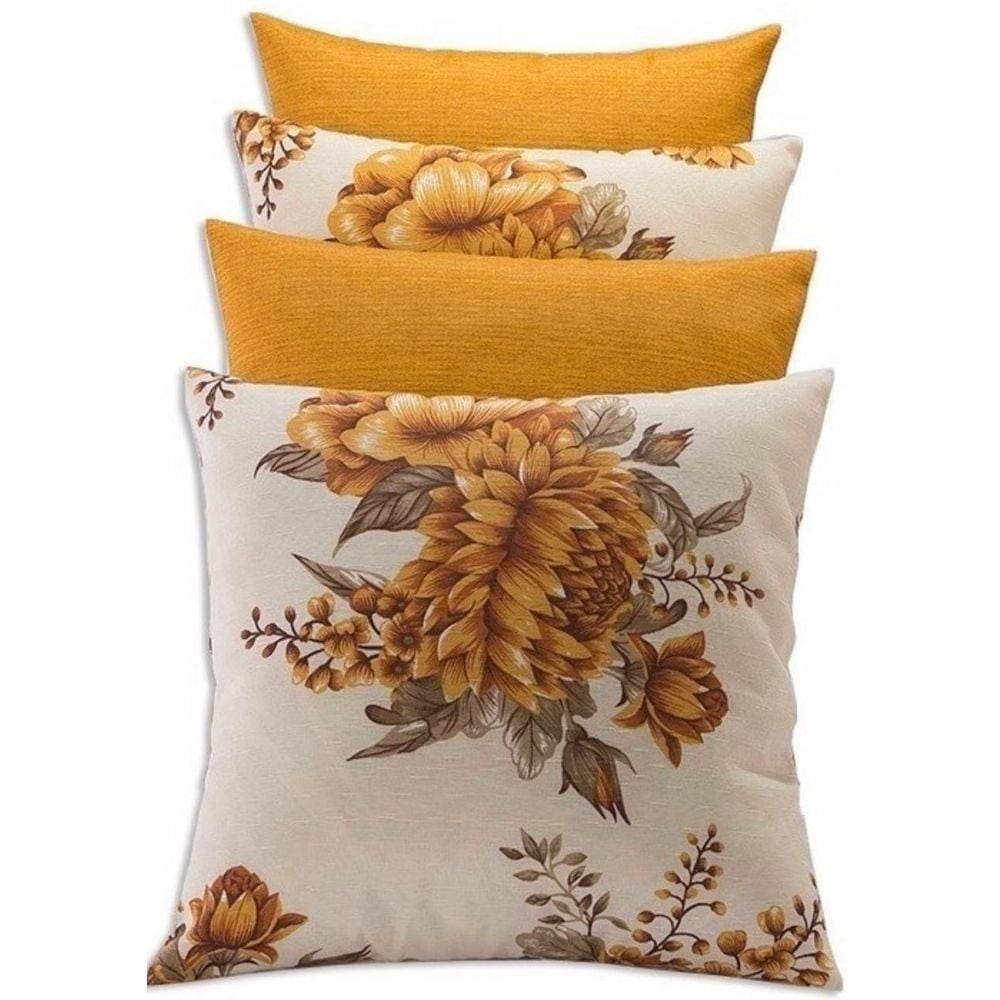 4 Capas de Almofadas 35x35 - Flor Mostarda