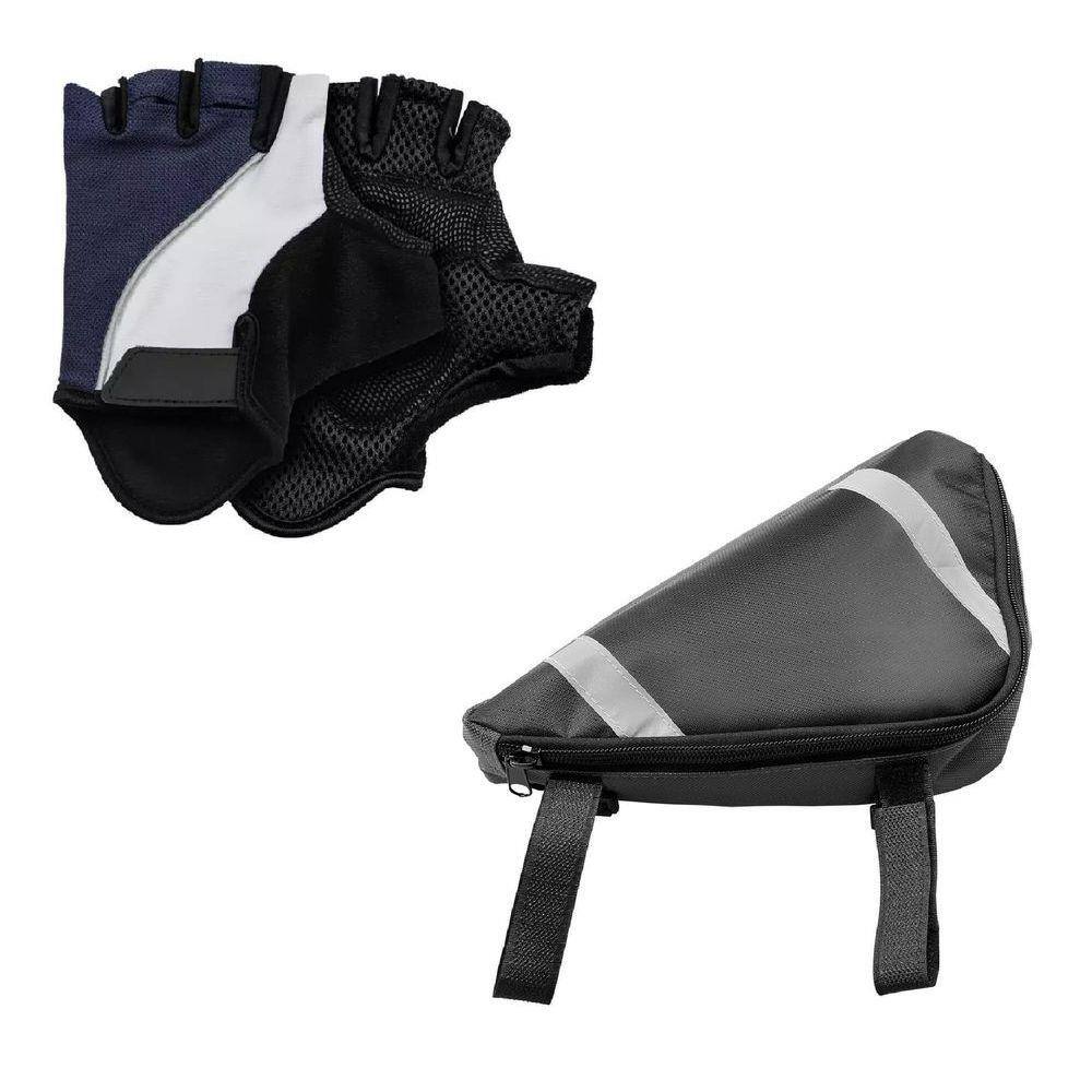 Kit Luvas P/ Ciclismo Unissex + Bolsa de Quadro Tramontina
