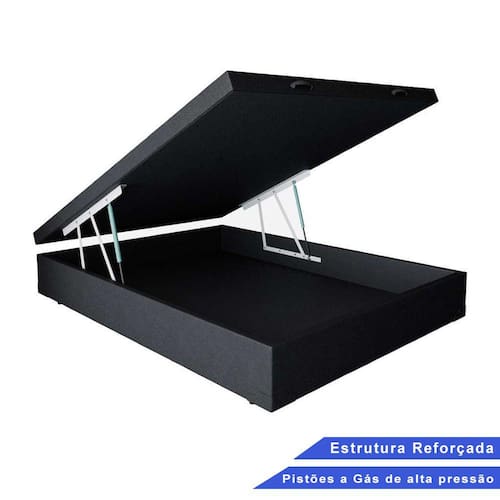 imagem-Base Box Baú Casal Suede Preto (37x138x188)