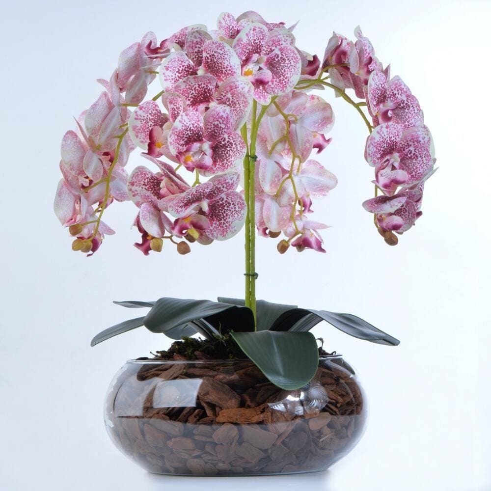 Arranjo de Orquídea Artificial com Pintas Vinho Manu