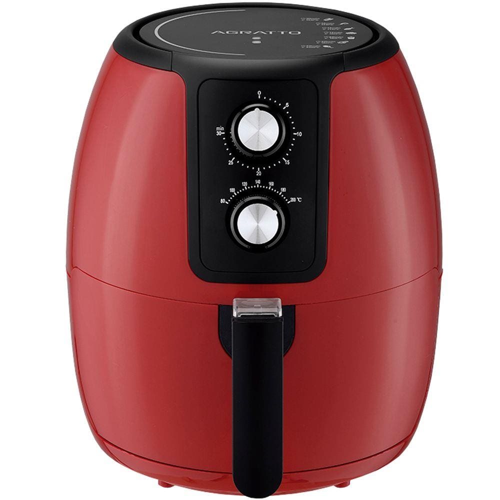Fritadeira AirFryer Elétrica Sem Óleo Panela 3,6 Litros 1400W Timer Vermelha Agratto Supremma Fesv