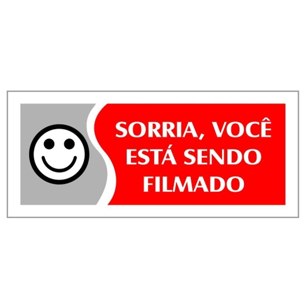 Placa - Sorria Voce Esta Sendo Filmado - Vermelha / Em Ps 20 X 7Cm Emplac Br