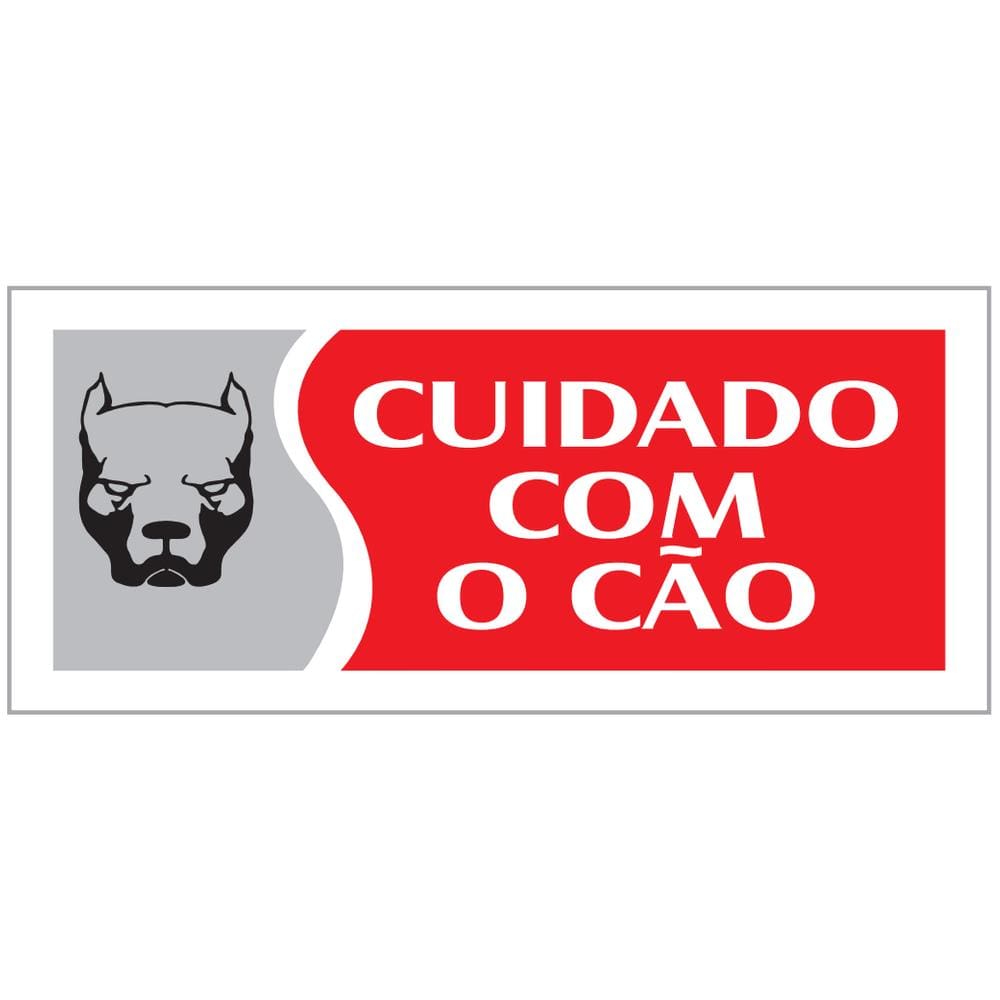 Placa - Cuidado Com Cao - Vermelha / Em Ps 20 X 7Cm Emplac Br