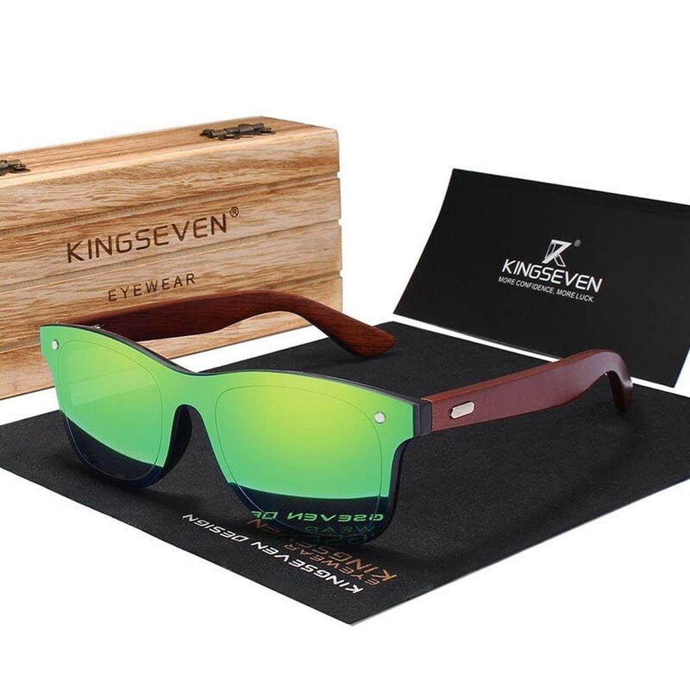 Óculos de Sol Kingseven Retro Hastes de Madeira com Proteção Uv400
