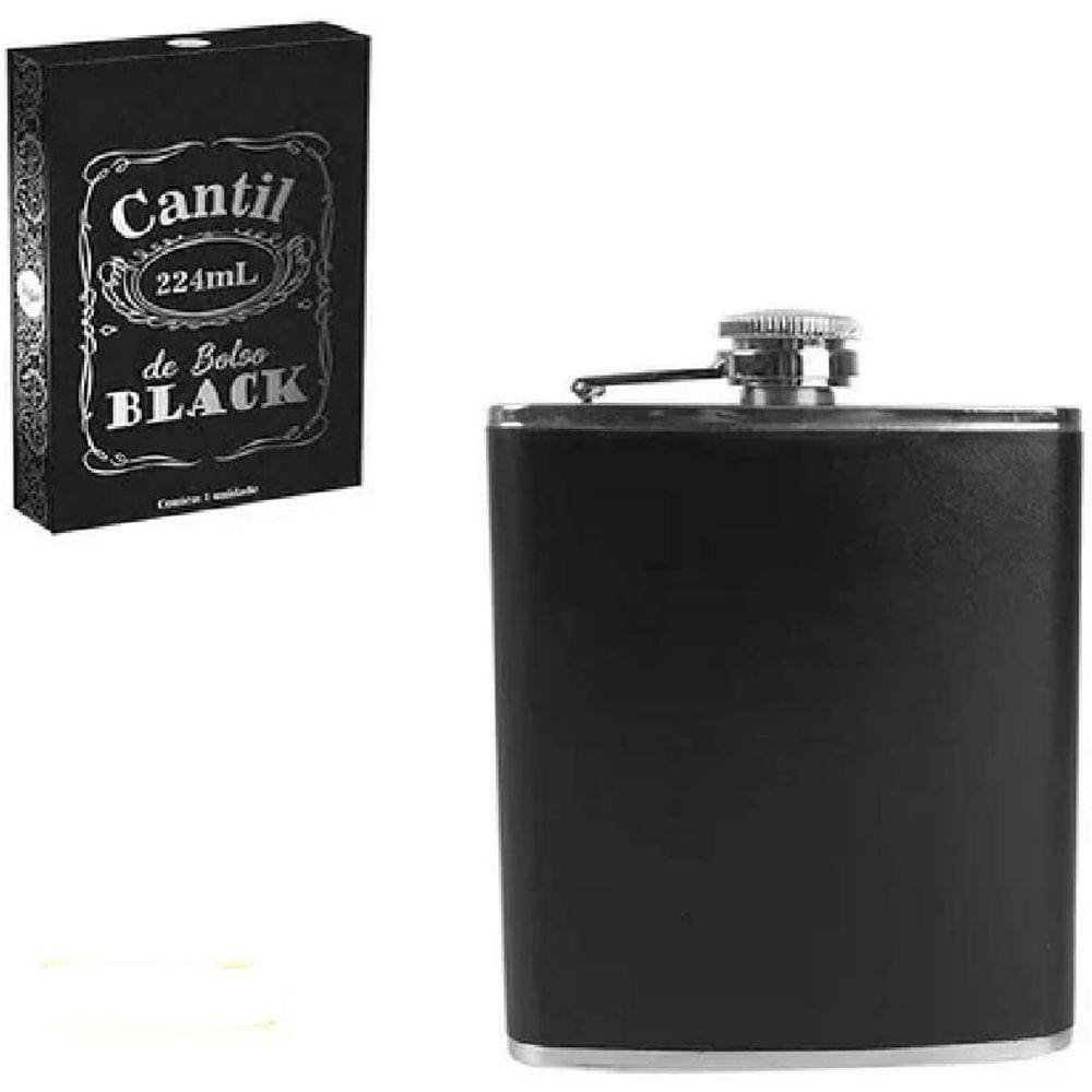 Cantil de Bolso Black Porta Bebida Vodka Cachaça 224ml Art House