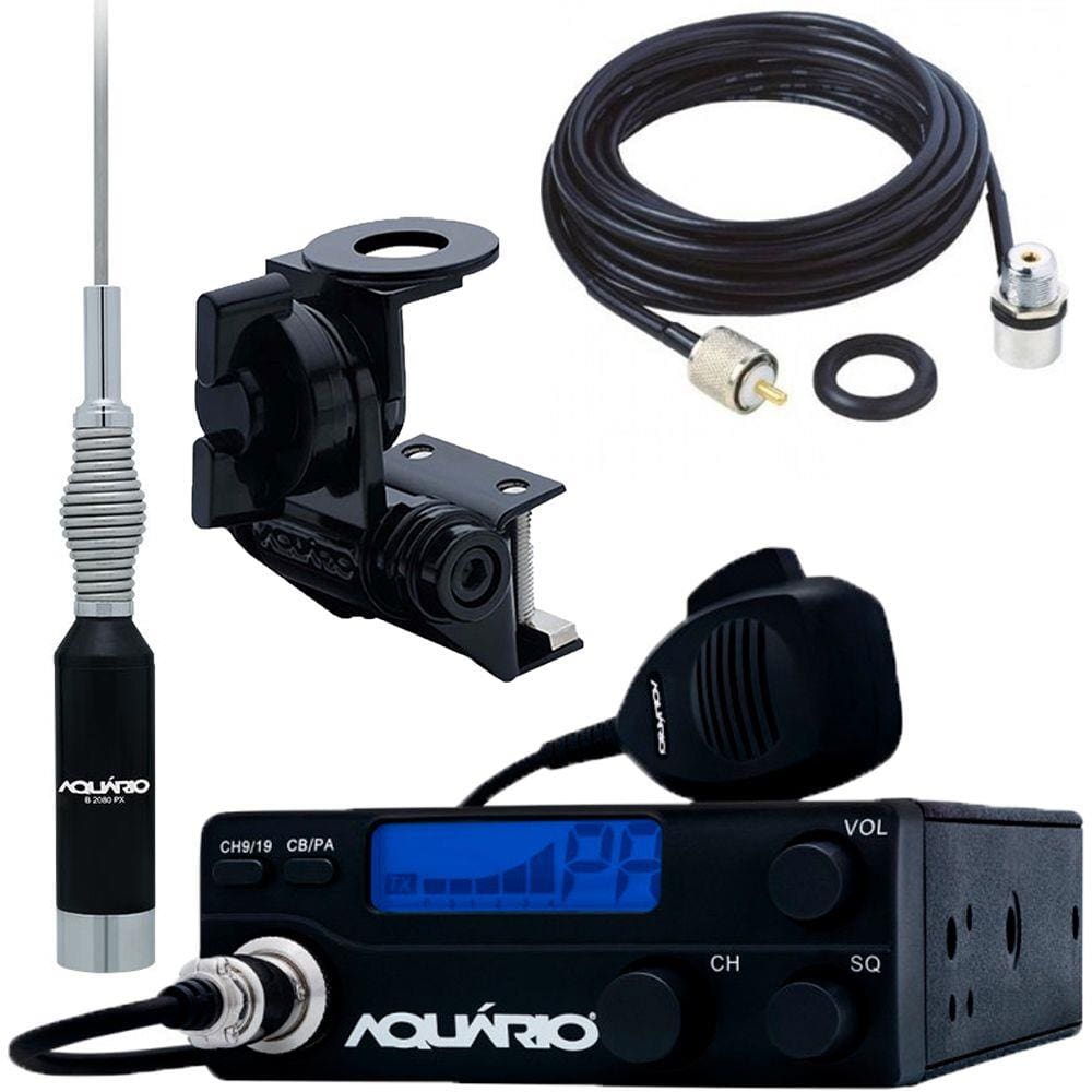 Rádio Móvel Px 40 Canais RP-40 Antena Móvel Mola na Base 1,23mts Cabo 5,5 metros Suporte Bi-Articulado Calha