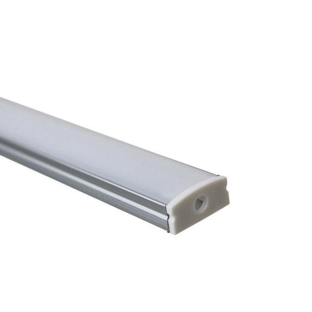 Perfil Sobrepor Para Fita Led 2M Alumínio Difusor Leitoso