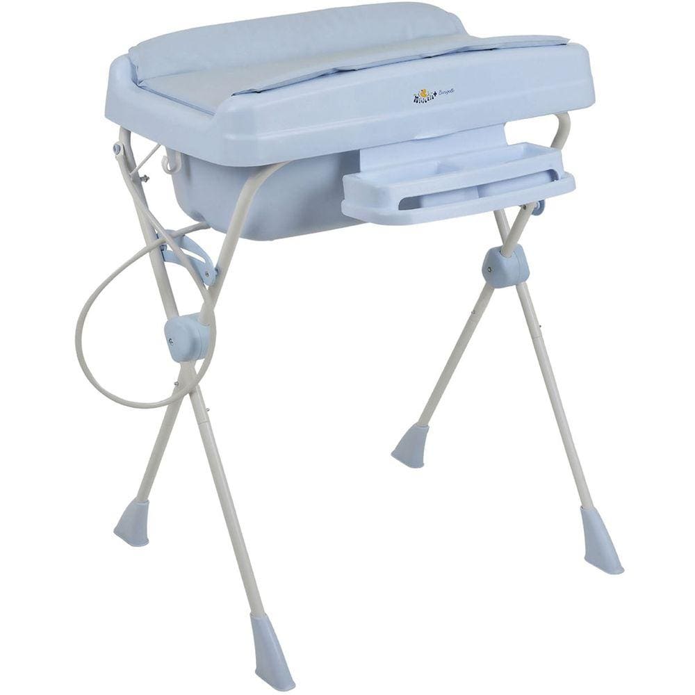 Kit Banheira de Bebê Com Trocador Suporte Redutor de Assento Saboneteira Millenia + Burigotto Baby Blue