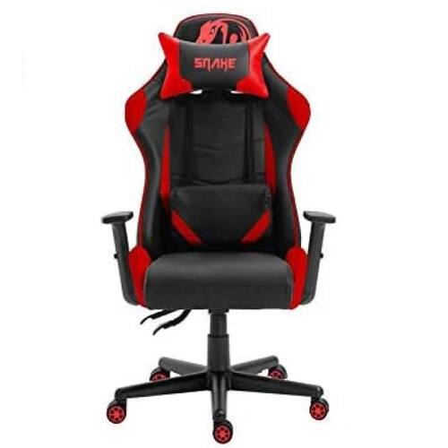 Menor preço em Cadeira Gamer Profissional Snake Krait reclinável giratória preta e vermelha B88
