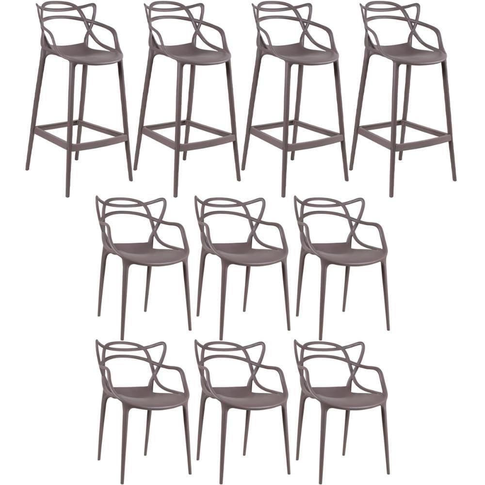 KIT - 4 x banquetas Allegra + 6 cadeiras Allegra