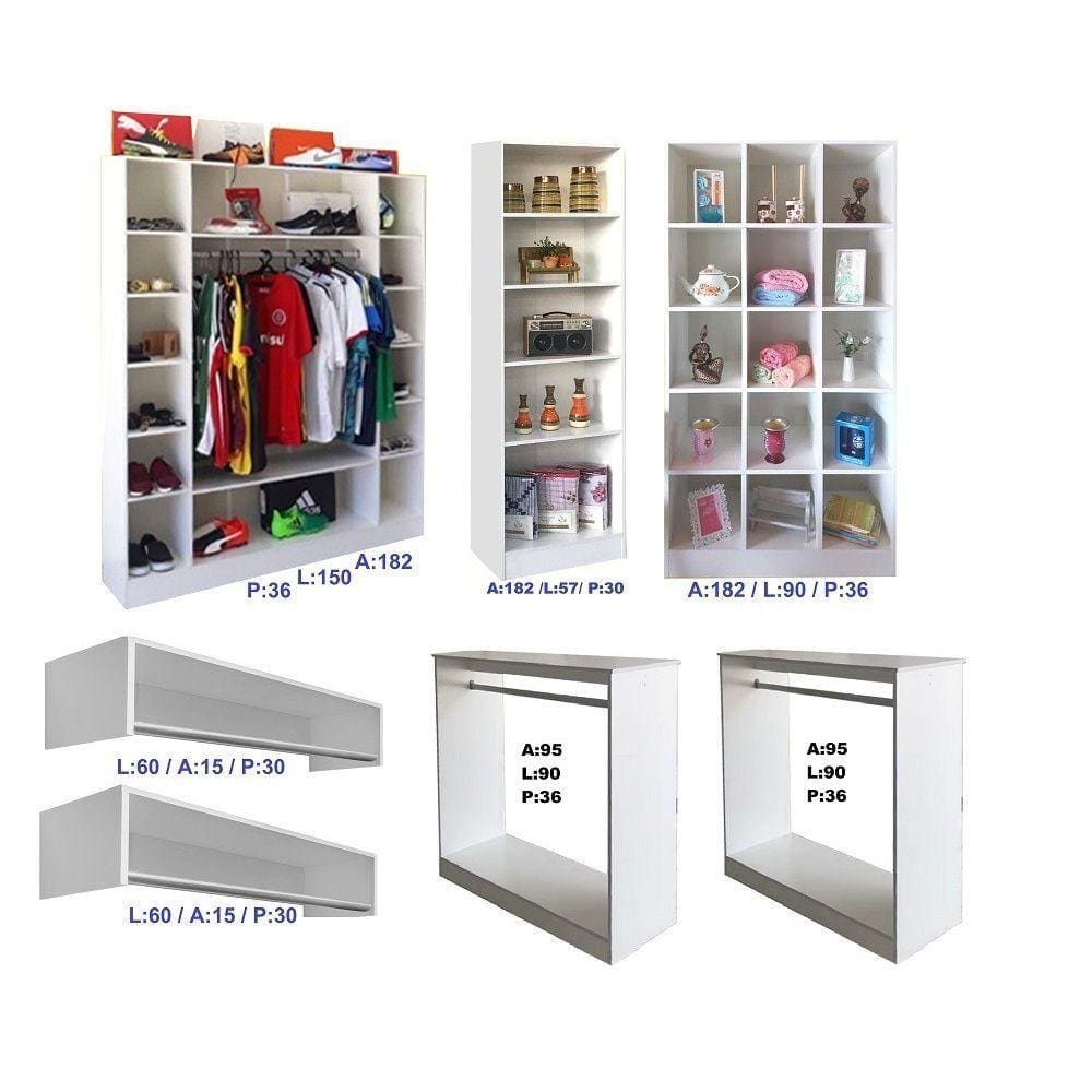 Closet Modulado com Armários Araras e Balcão Arara