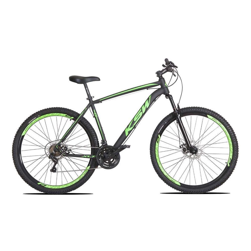 Bicicleta Aro 29 KSW XLT 21v Shimano Tourney Preto com Verde 17