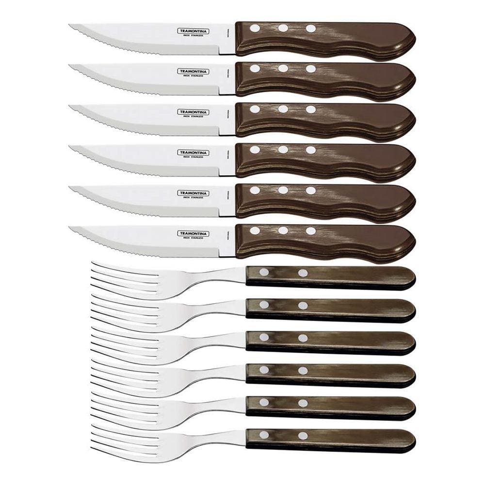 Conjunto De Talheres Para Churrasco 12 Peças Jumbo Polywood Tramontina