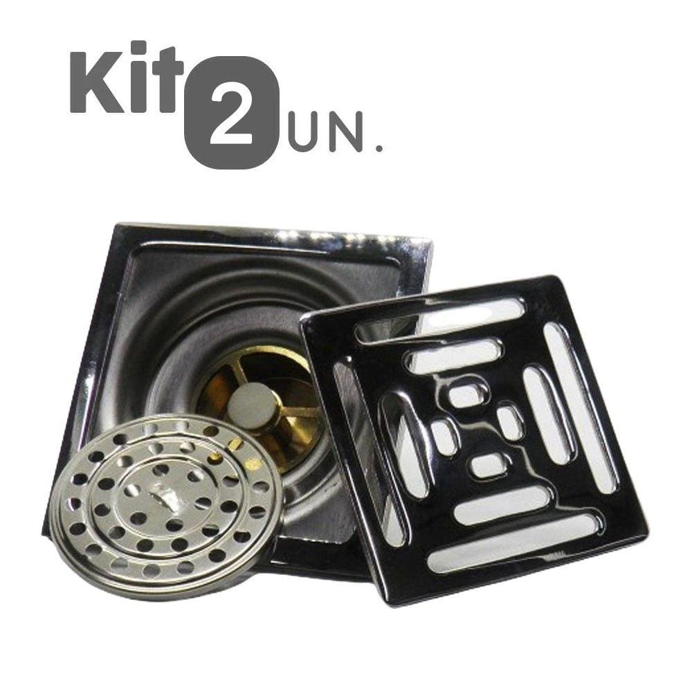 Kit 2 Ralos Inteligente 10X10 Anti Odor Insetos Aço Inox Banheiro Casa