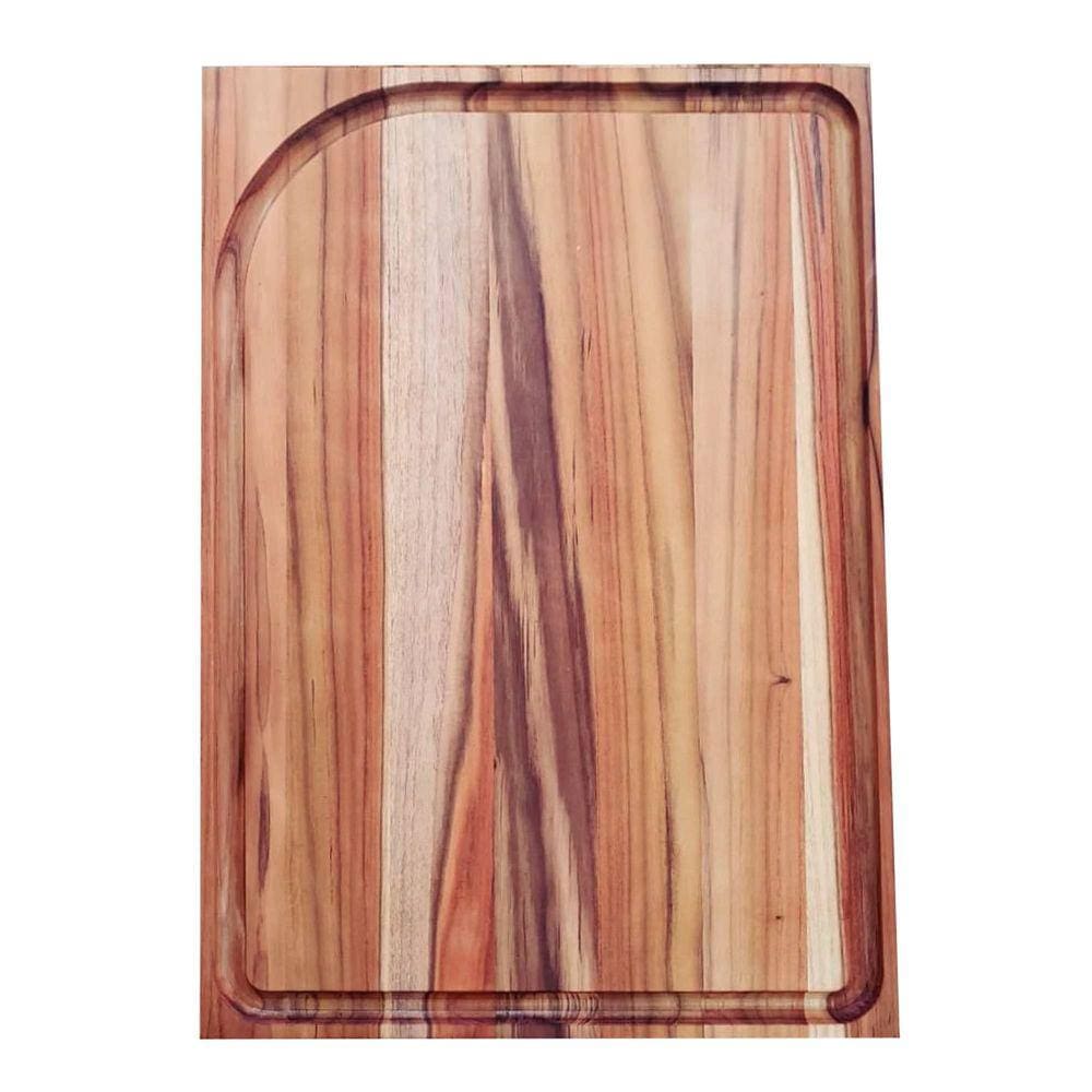 Tábua para Churrasco em Madeira Teca Tramontina 600x400x20 Acabamento em Oleo Mineral Tramontina