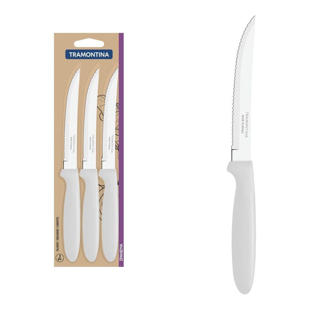 Conjunto de Facas para Churrasco Tramontina Ipanema com Lâminas em Aço Inox e Cabos de Polipropileno Branco