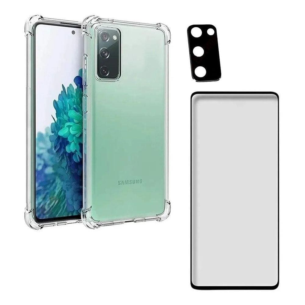 Capa Anti Impacto Galaxy S20 Fe + Vidro 3D + Vidro 3D Camera