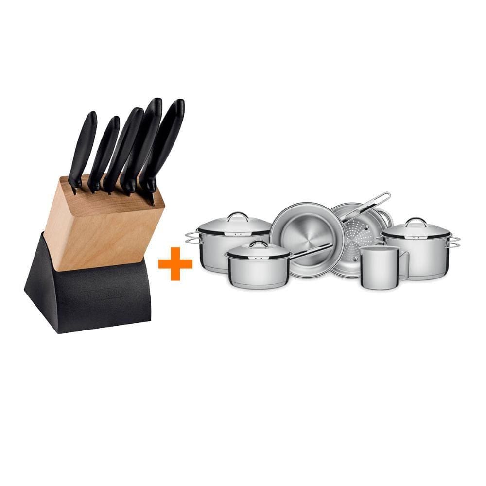 KIT - Faqueiro Plenus 6 Peças + 1 Jogo de Panelas Inox Solar 6 Peças - Tramontina