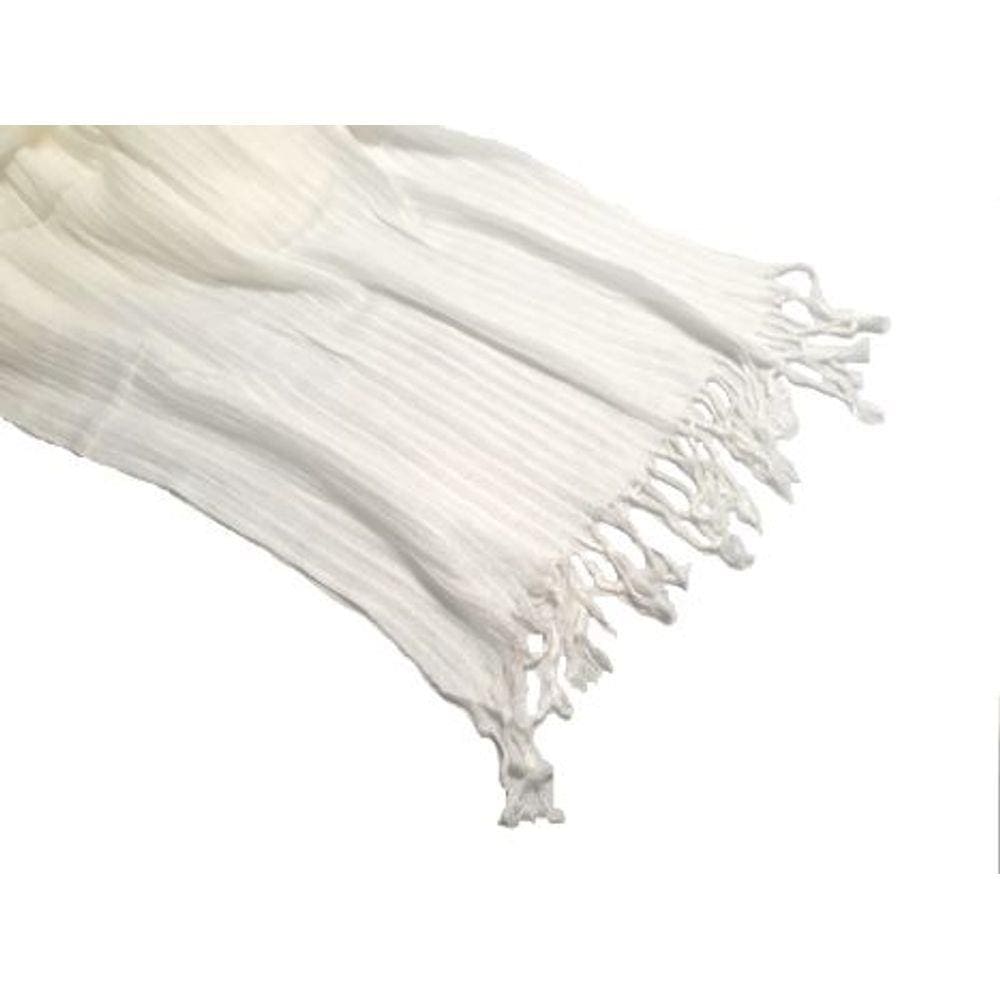 Cachecol Lenço Pashmina Xale Echarpe Liso Franja Creme