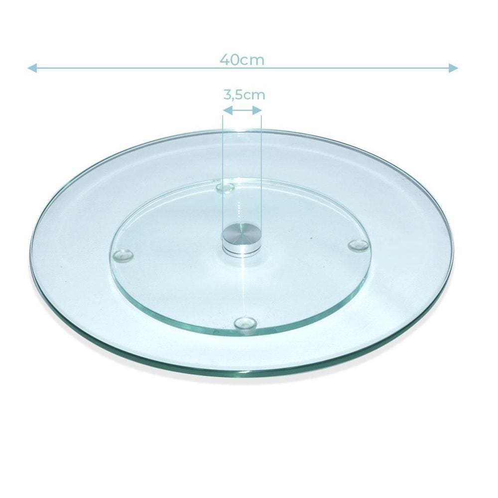 Centro De Mesa Prato Giratório Vidro 8Mm Petisqueira 40Cm