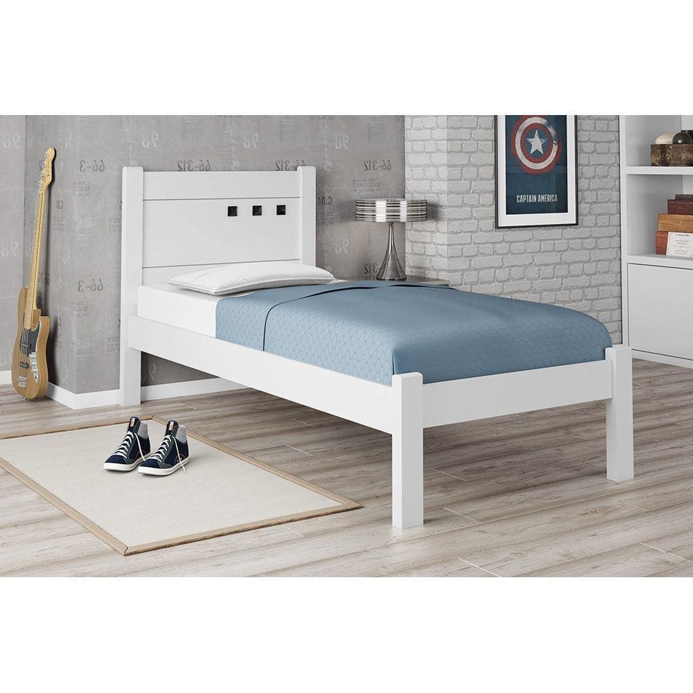 Cama Solteiro Paola II Branco/Preto - Framar Móveis