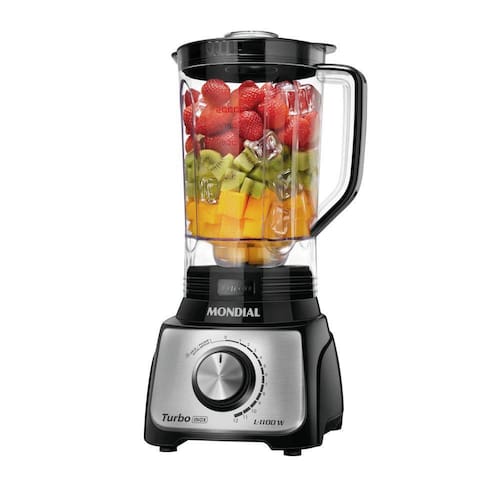 imagem-Liquidificador Mondial Turbo Inox 3L Preto L-1100-BI - 220V