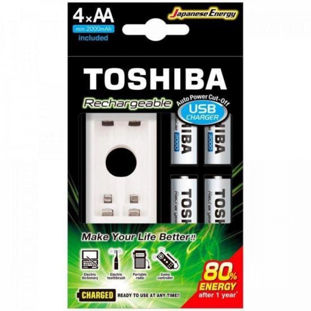 Carregador de Pilha Usb Aa/aaa Min. 2000mah com 4 Toshiba