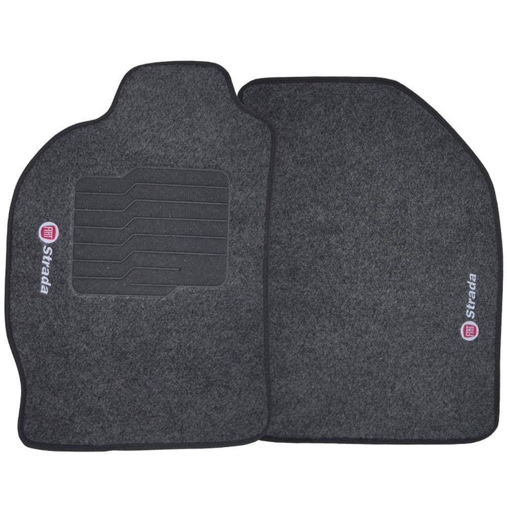 Jogo de Tapete Automotivo Carpete Fiat Strada Cabine Simples 2007 à 2012 Soft Logo Bordado 2 Peças
