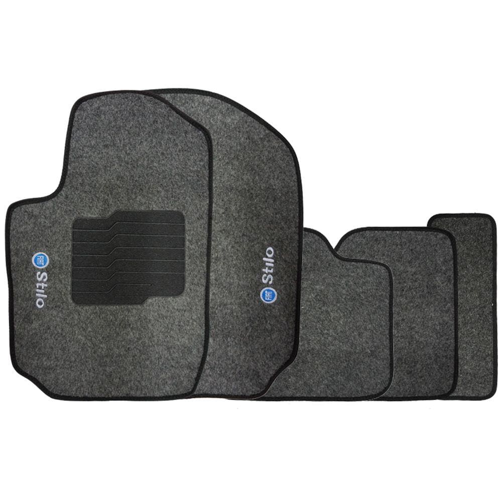 Jogo de Tapete Automotivo Carpete Fiat Stilo 2002 à 2007 Soft Logo Bordado 5 Peças