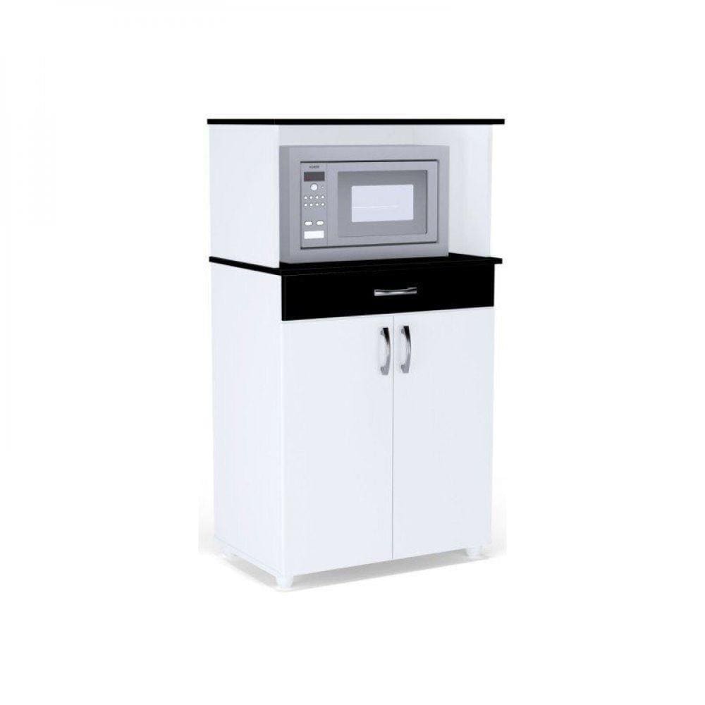 Balcão Multiuso para Cozinha 02 Portas Carina Branco Preto