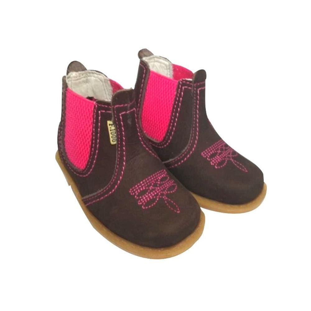 Botina Infantil F1000 Couro Rosa