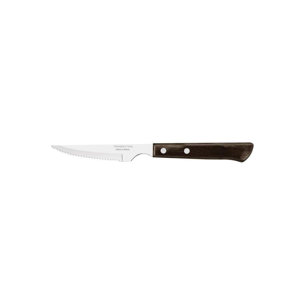 Faca para Churrasco Tramontina com Lâmina em Aço Inox e Cabo em Madeira Polywood Castanho 4” Tramontina