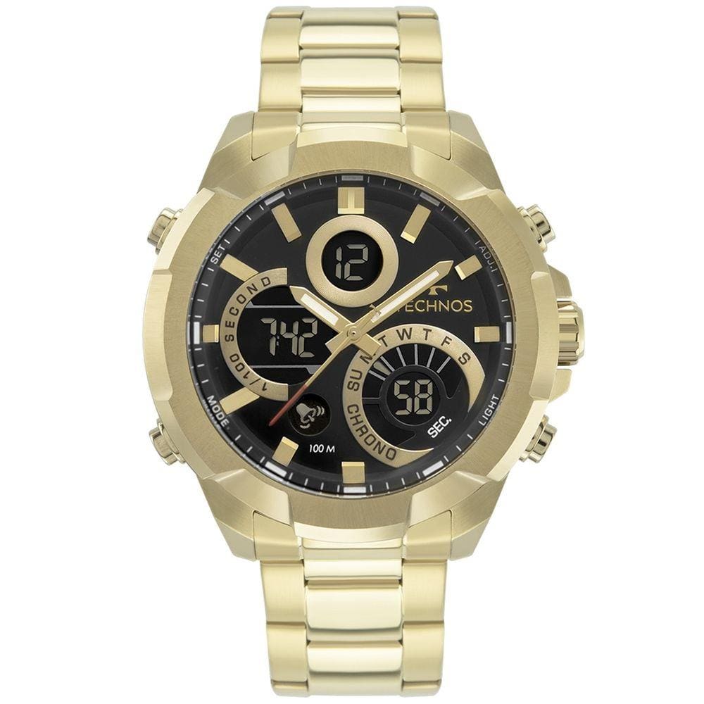 Relógio Technos Masculino Anadigi Dourado W23721AAA/1P