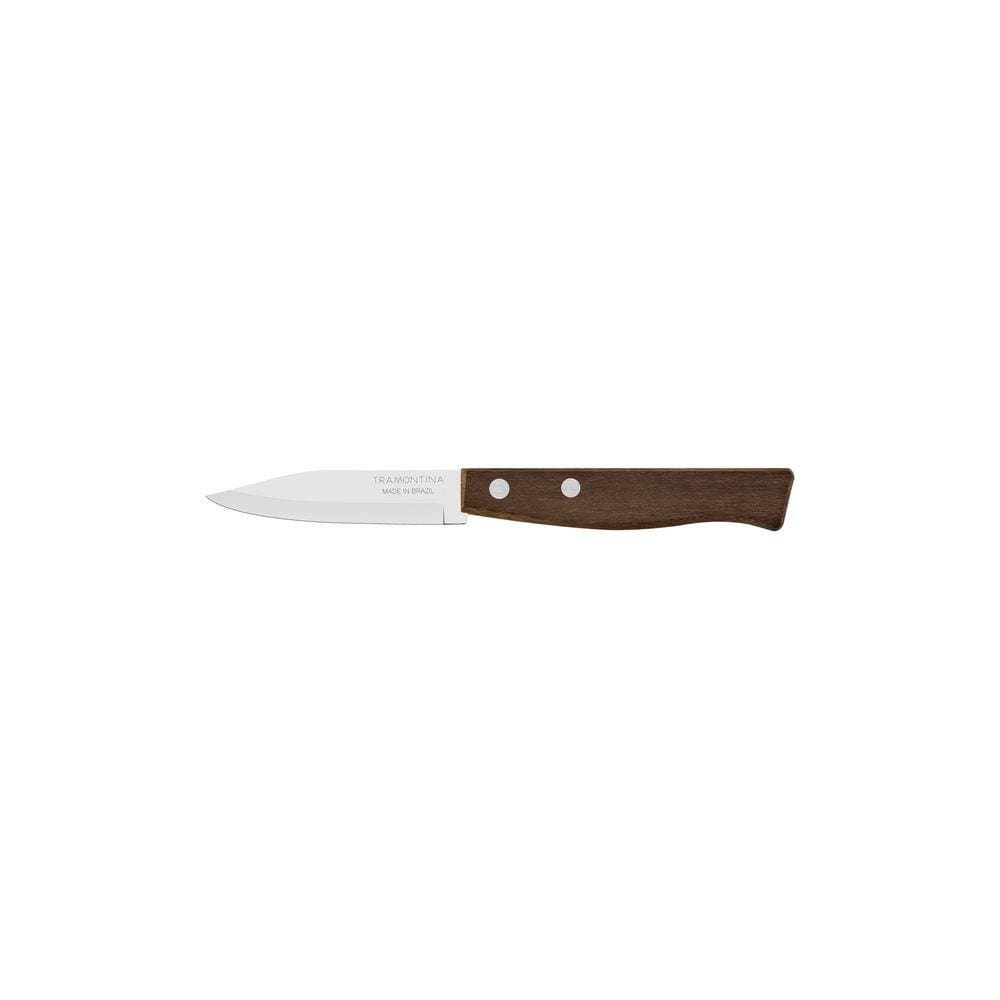 Faca para Legumes e Frutas Tramontina Tradicional com Lâmina em Aço Inox e Cabo de Madeira Natural 3" Tramontina