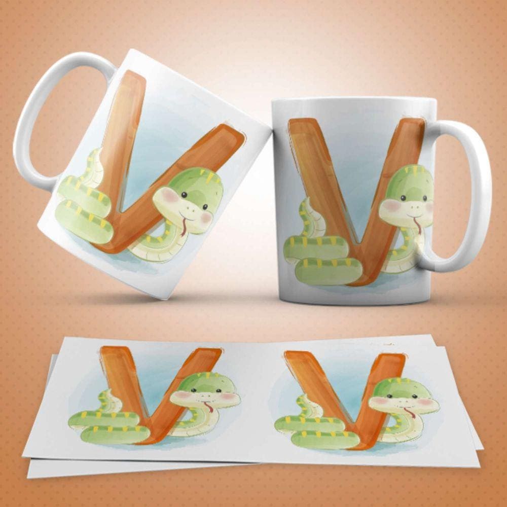 Caneca Personalizada Infantil Letra V