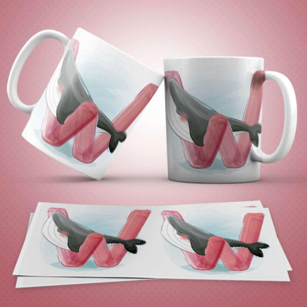 Caneca Personalizada Infantil Letra W