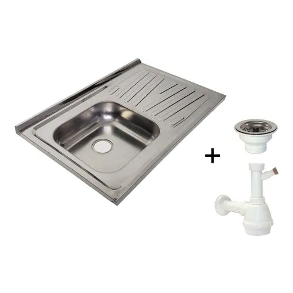 Kit pia de cozinha Fabrinox modelo PSD1000E 1,00 x 0,52 mt com cuba deslocada à esquerda
