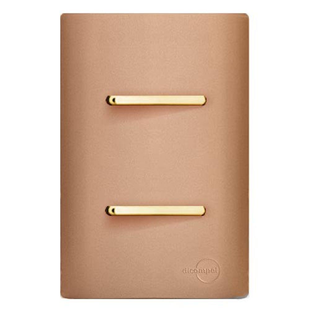 Cj Interruptor Duplo Simples Com Suporte 4X2 - Dicompel Novara Ouro Rose Gold - Dnv1500/5Orgd