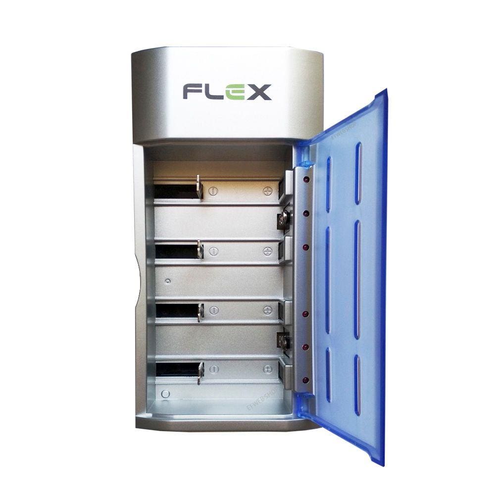 Carregador de Pilhas Flex Universal AA AAA C D e Baterias 9v Bivolt com Led FX-C06